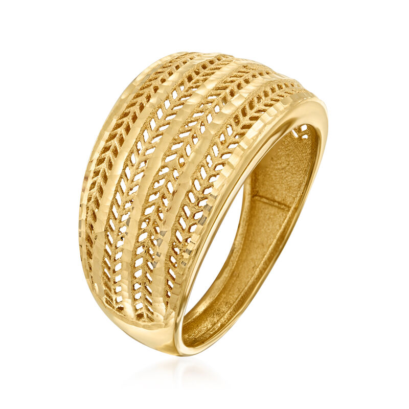 Italian 18kt Yellow Gold Textured and Polished Ring image number 2
