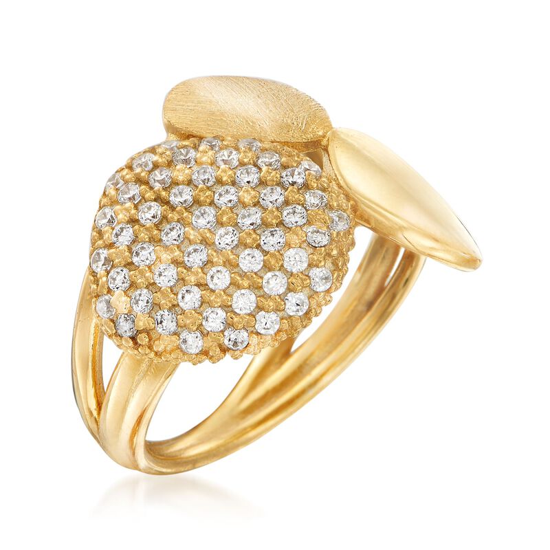 Italian .50 ct. t.w. CZ Multi-Texture Ring in 18kt Gold Over Sterling Silver image number 2