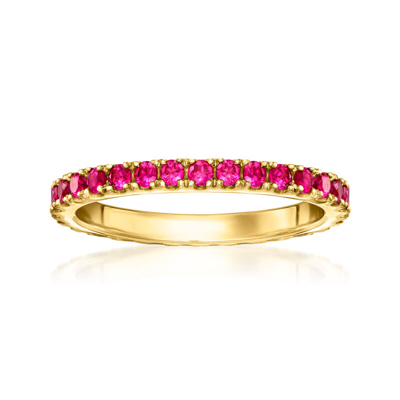 1.10 ct. t.w. Lab-Grown Ruby Eternity Band in 18kt Gold Vermeil image number 0