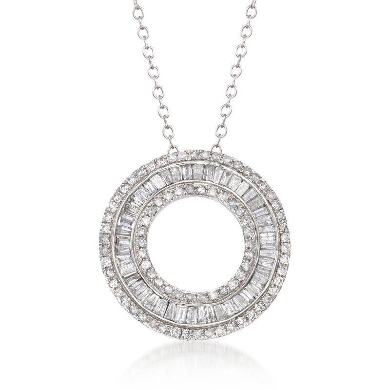 1.00 ct. t.w. Diamond Open Eternity Circle Pendant Necklace in 14kt White Gold. 16&quot; image number 1