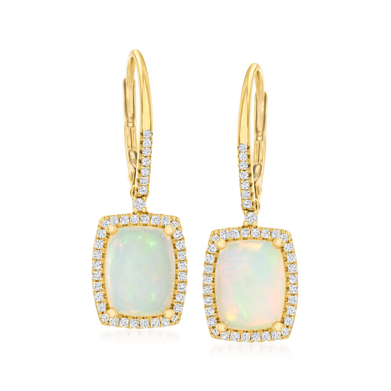 Ethiopian Opal and .28 ct. t.w. Diamond Drop Earrings in 14kt Yellow Gold image number 0