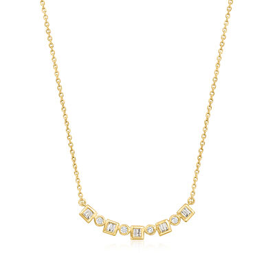 .10 ct. t.w. Round and Baguette Diamond Pattern Necklace in 18kt Gold Over Sterling