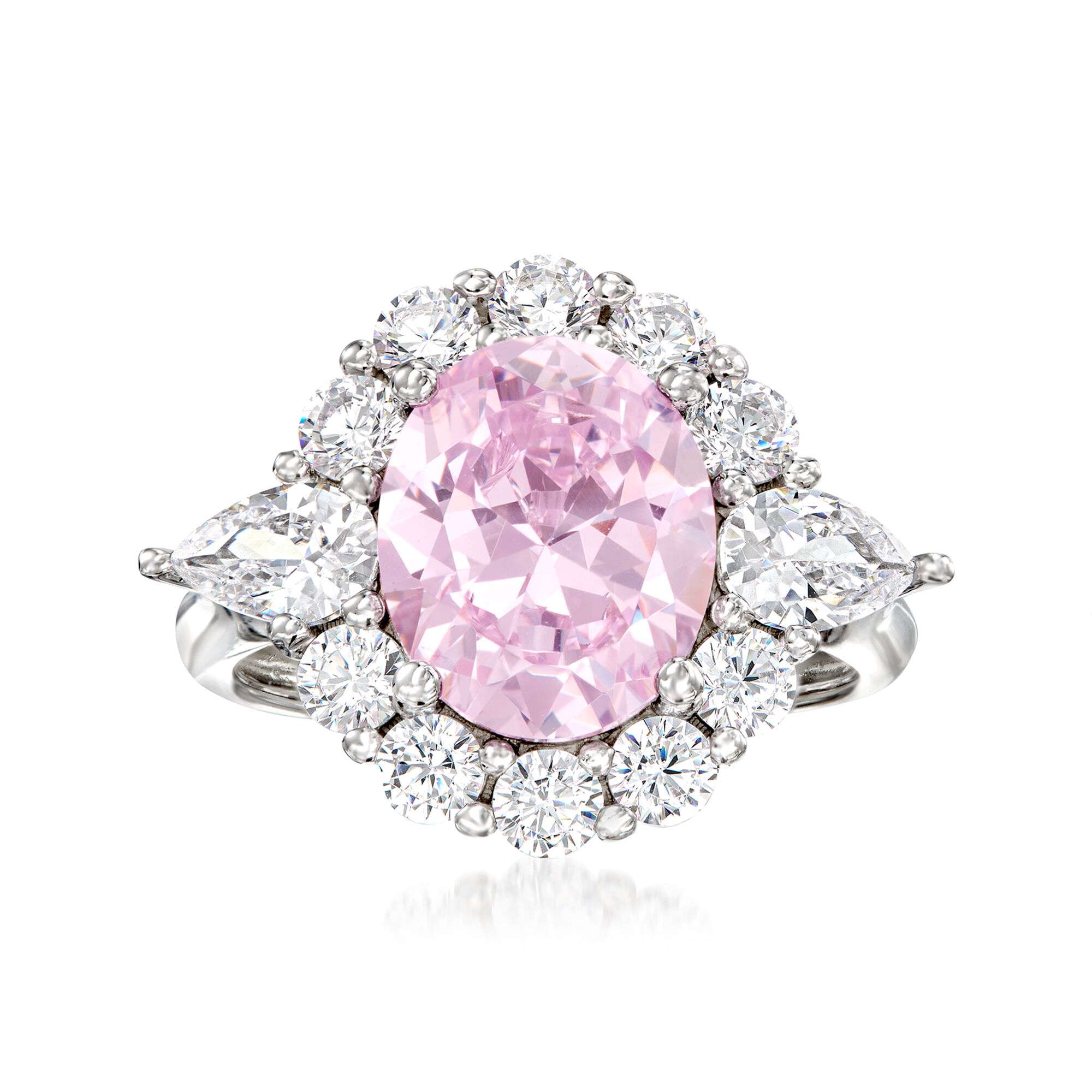 4.00 Carat Simulated Pink Sapphire and 2.00 ct. t.w. CZ Ring