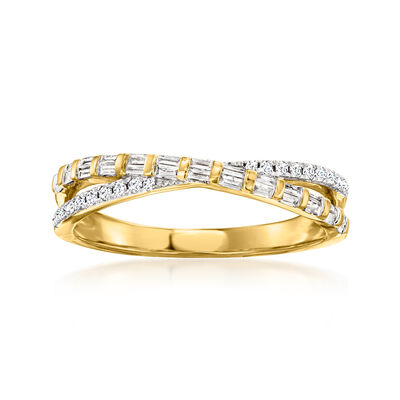 .25 ct. t.w. Diamond Crisscross Ring in 18kt Gold Over Sterling