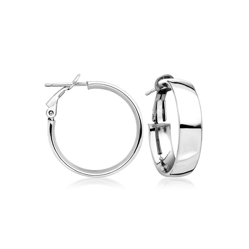 Italian 14kt White Gold Hoop Earrings. 3/4&quot; image number 0