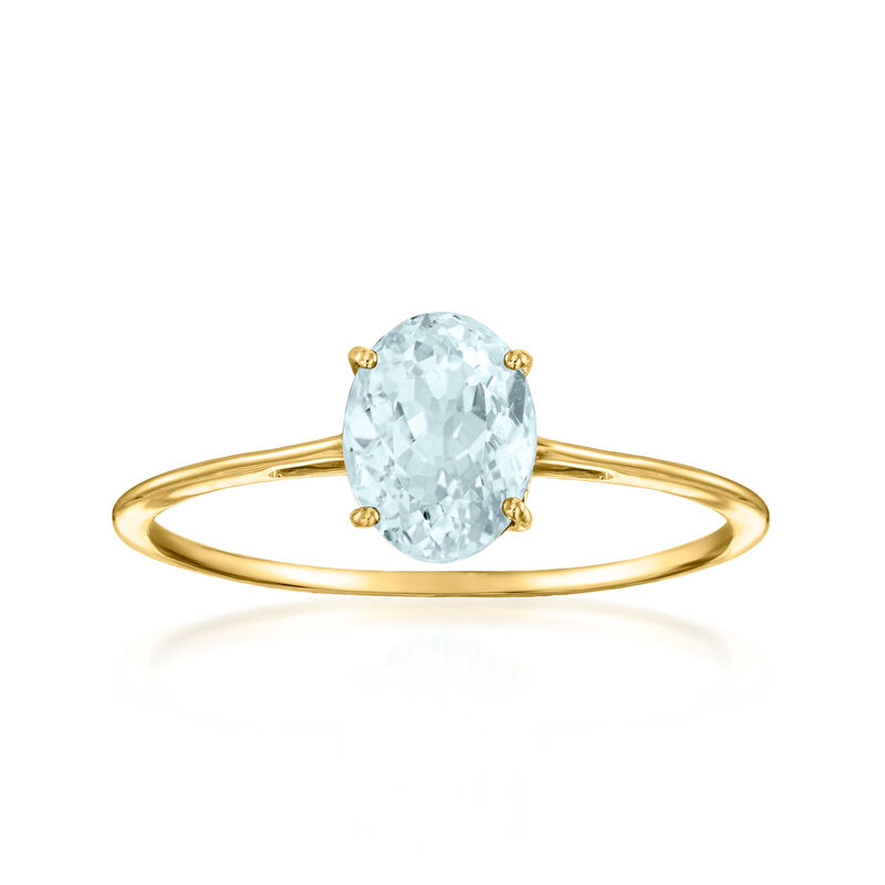 1.00 Carat Oval Aquamarine Ring in 14kt Yellow Gold image number 0