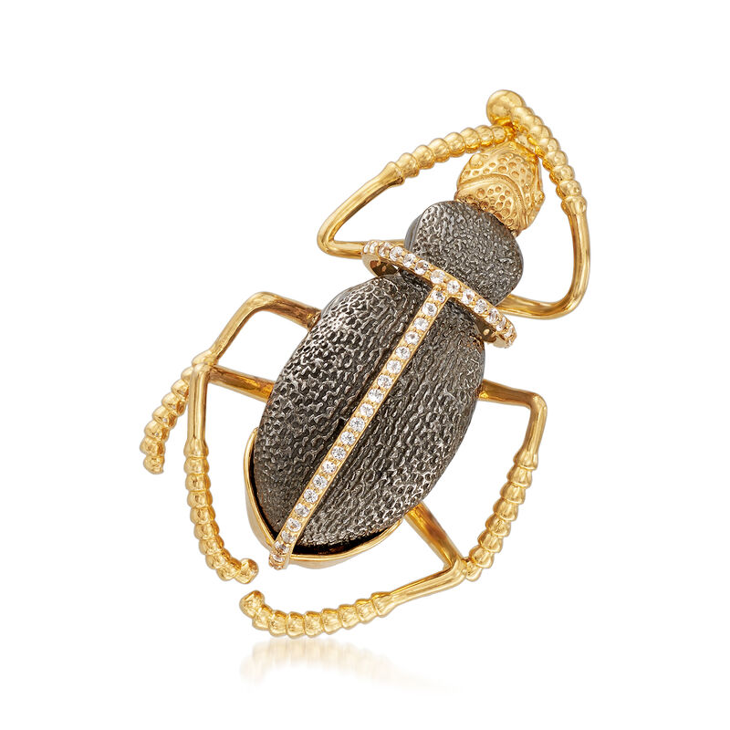 .40 ct. t.w. White Topaz Bug Pin in 18kt Gold Over Sterling image number 0