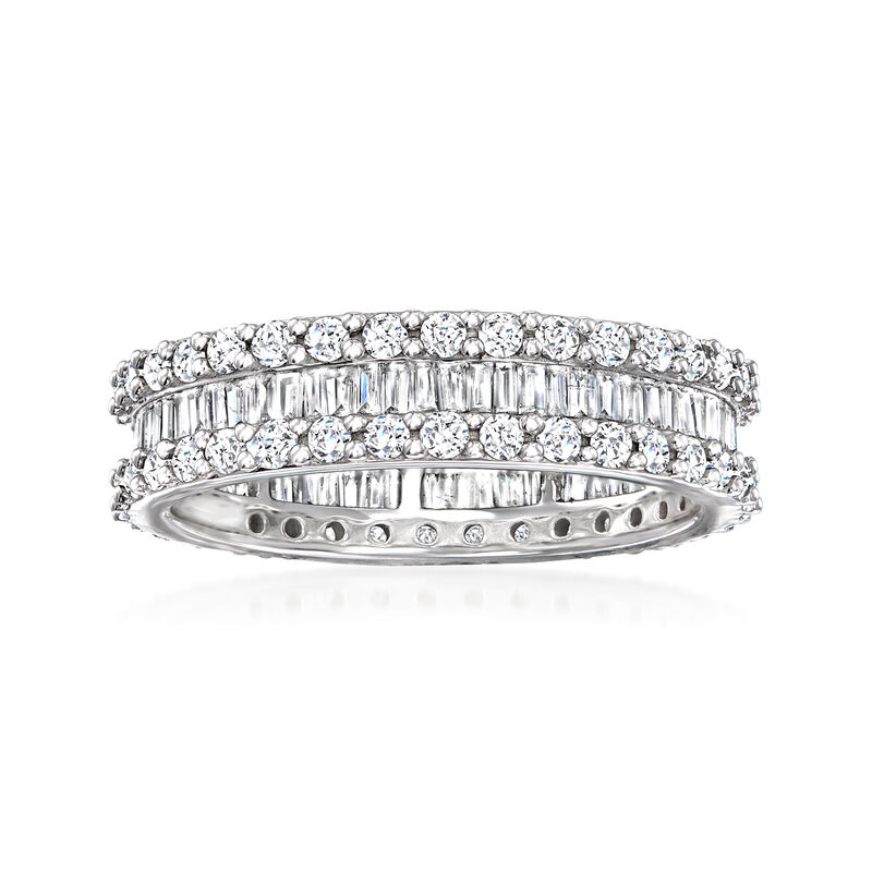 1.50 ct. t.w. Baguette and Round Diamond Eternity Band in 14kt White Gold image number 0