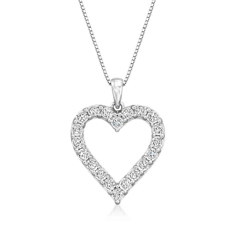 .50 ct. t.w. Diamond Open-Space Heart Pendant Necklace in Sterling Silver image number 0