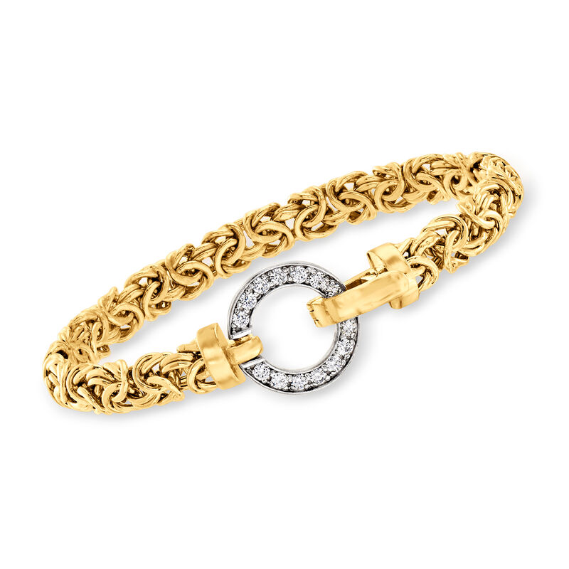 .40 ct. t.w. CZ Open-Circle Byzantine Bracelet in 18kt Gold Over Sterling image number 0