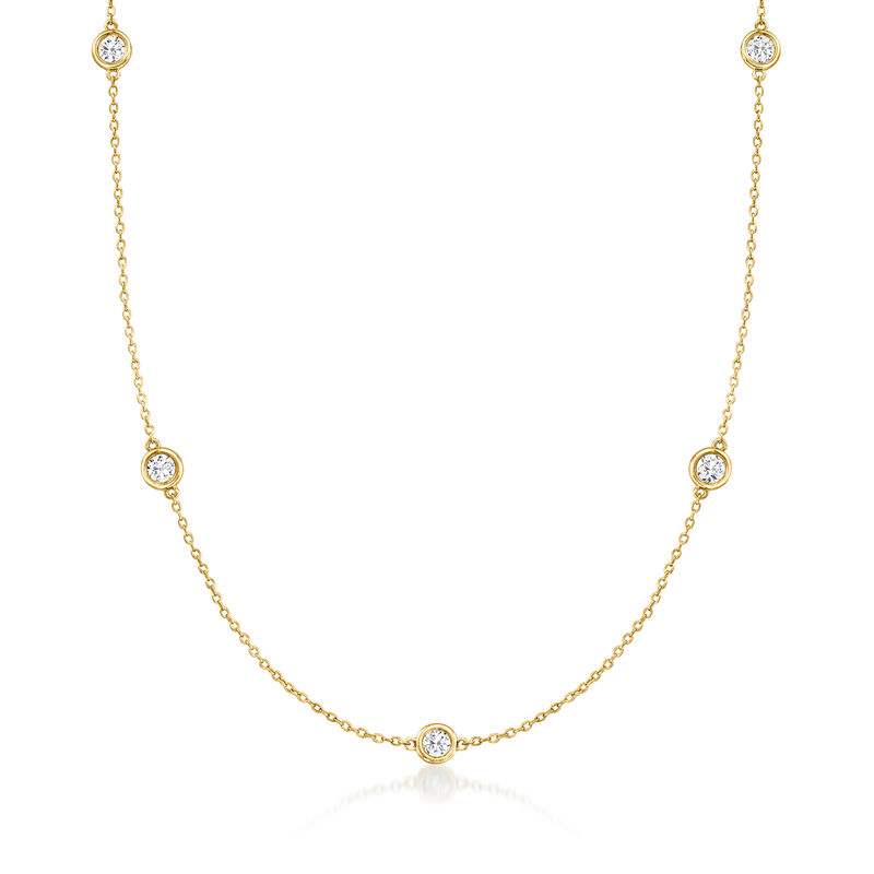 1.00 ct. t.w. Bezel-Set Diamond Station Necklace in 14kt Yellow Gold image number 0