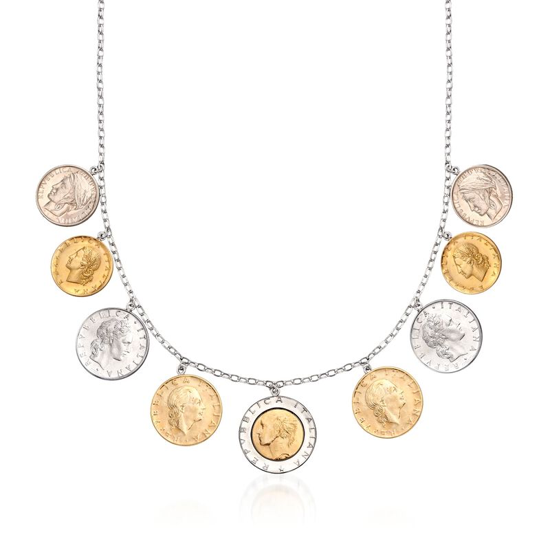 Italian Genuine Lira Coin Necklace in Sterling Silver image number 0