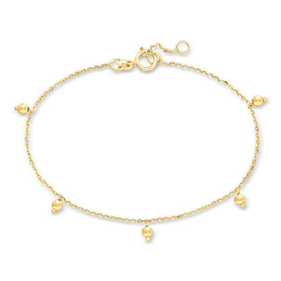 Italian 14kt Yellow Gold Bead Station Bracelet