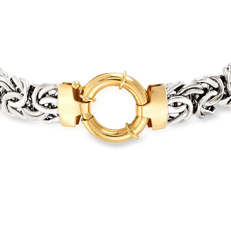 Sterling Silver Byzantine Necklace with 14kt Yellow Gold image number 2