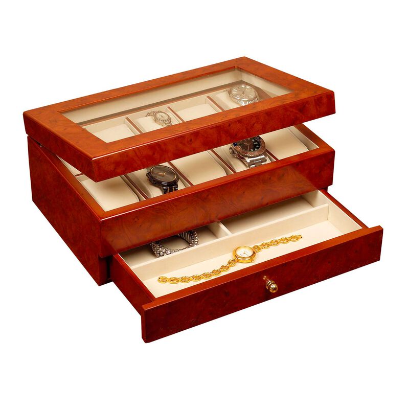 Burlwood Finish Watch Box  image number 0