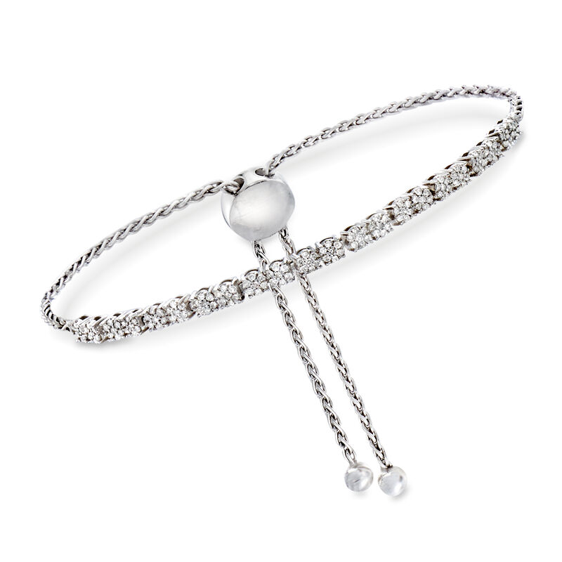 .50 ct. t.w. Diamond Cluster Bolo Bracelet in Sterling Silver image number 3