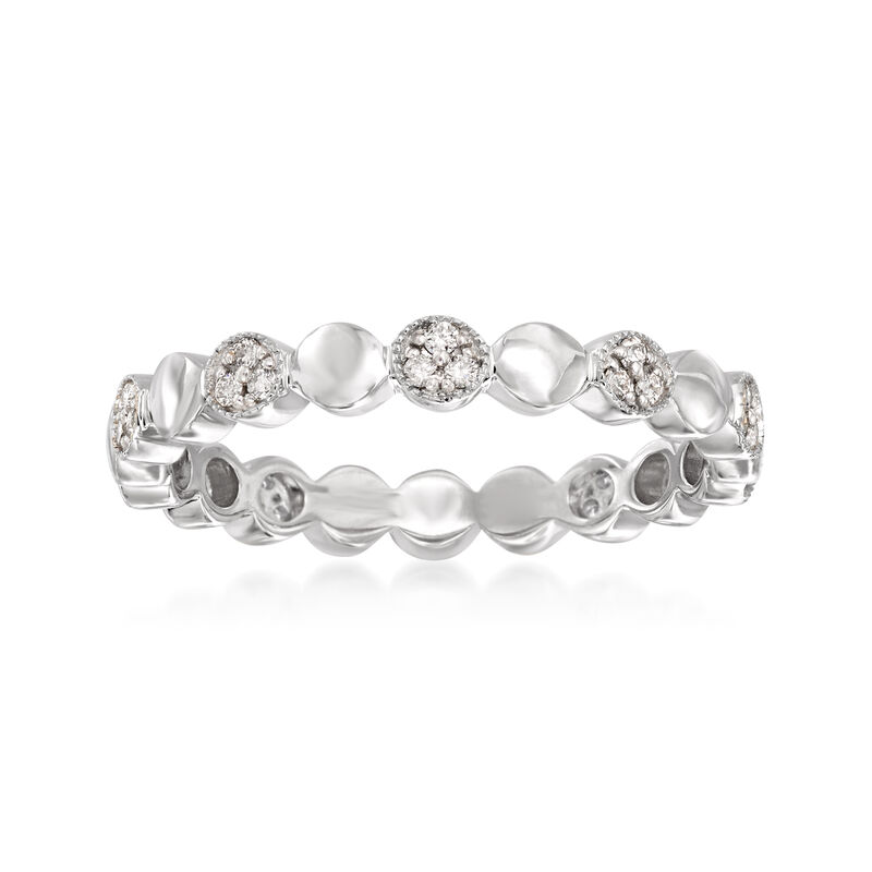 .13 ct. t.w. Pave Diamond Alternating Circle Eternity Band in 14kt White Gold image number 0
