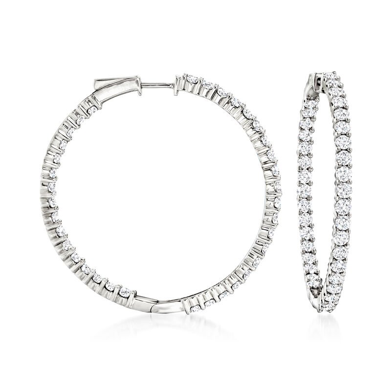 5.00 ct. t.w. Diamond Inside-Outside Hoop Earrings in 14kt White Gold. 1 1/2&quot; image number 0