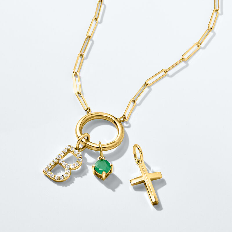 S - Diamond Initial Charm in 14kt Yellow Gold image number 4