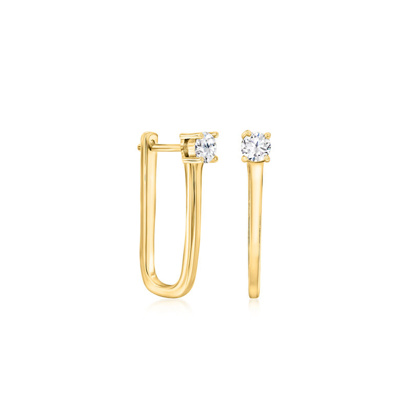 .40 ct. t.w. CZ Paper Clip Link Earrings in 18kt Gold Over Sterling  image number 1
