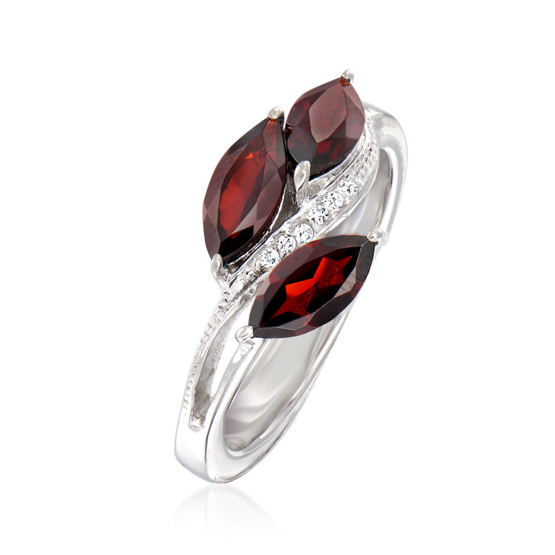 1.80 ct. t.w. Garnet Ring with White Topaz Accents in Sterling Silver image number 2