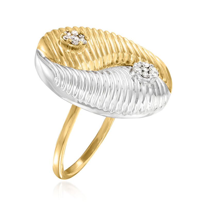.20 ct. t.w. Diamond Yin Yang Ring in Sterling Silver and 18kt Gold Over Sterling image number 2