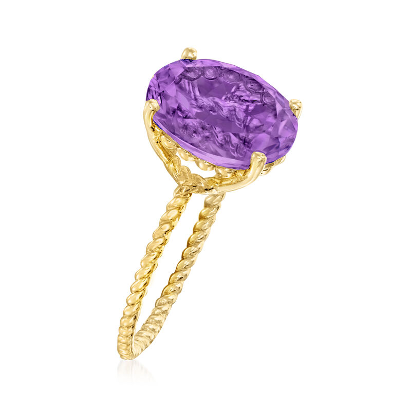 3.80 Carat Amethyst Ring in 14kt Yellow Gold image number 2