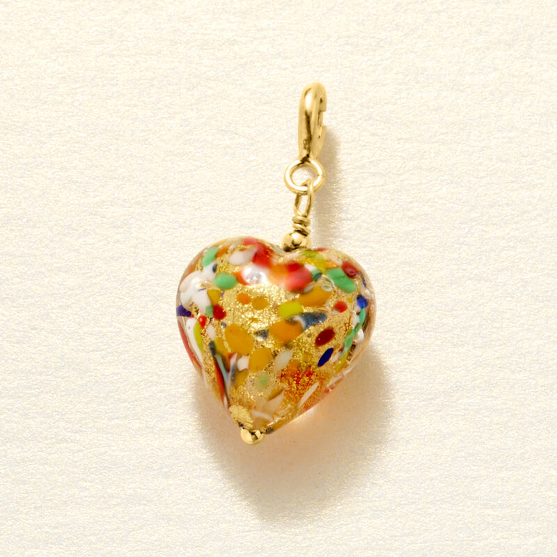 Italian Multicolored Murano Glass Heart Charm in 18kt Gold Over Sterling  image number 4