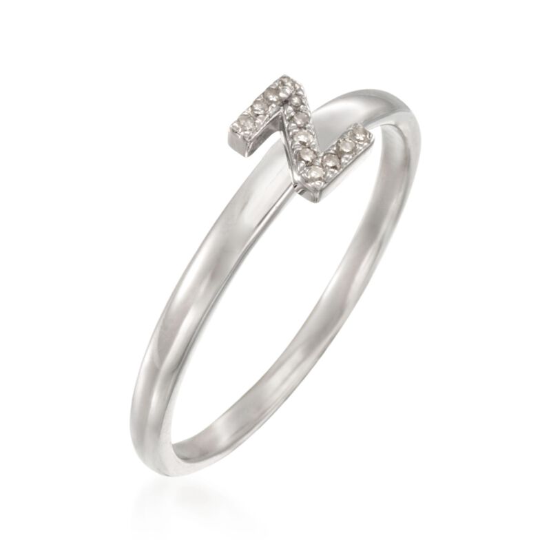 Diamond Accent Mini Initial "Z" Ring in Sterling Silver image number 2