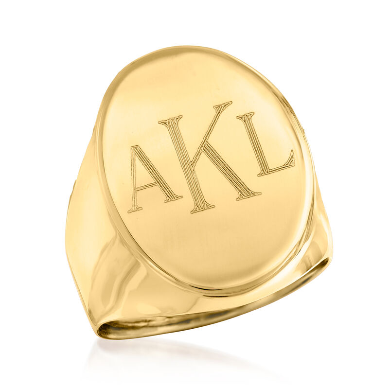 Italian 14kt Yellow Gold Oval Personalized Signet Ring image number 3