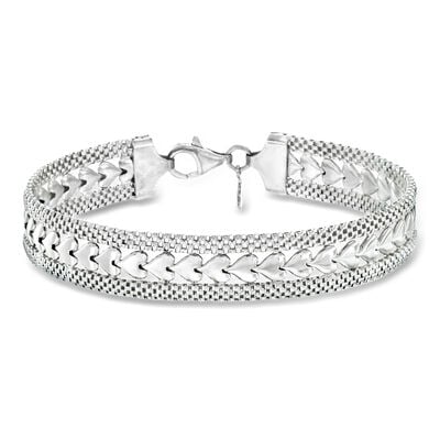 Italian Sterling Silver Heart-Motif Bracelet