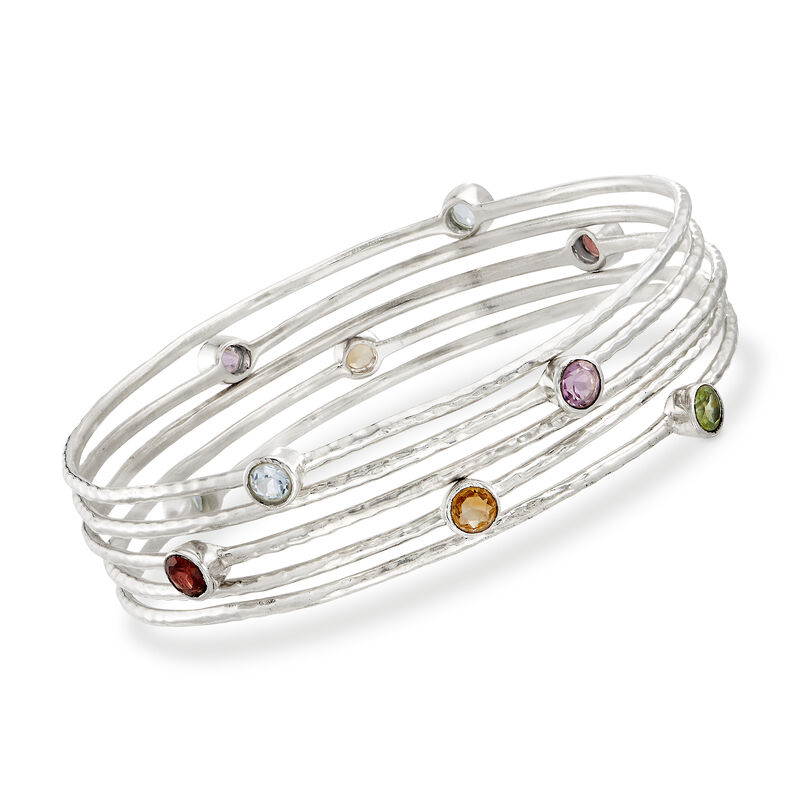 2.30 ct. t.w. Multi-Stone Jewelry Set: Five Bangle Bracelets in Sterling Silver image number 0