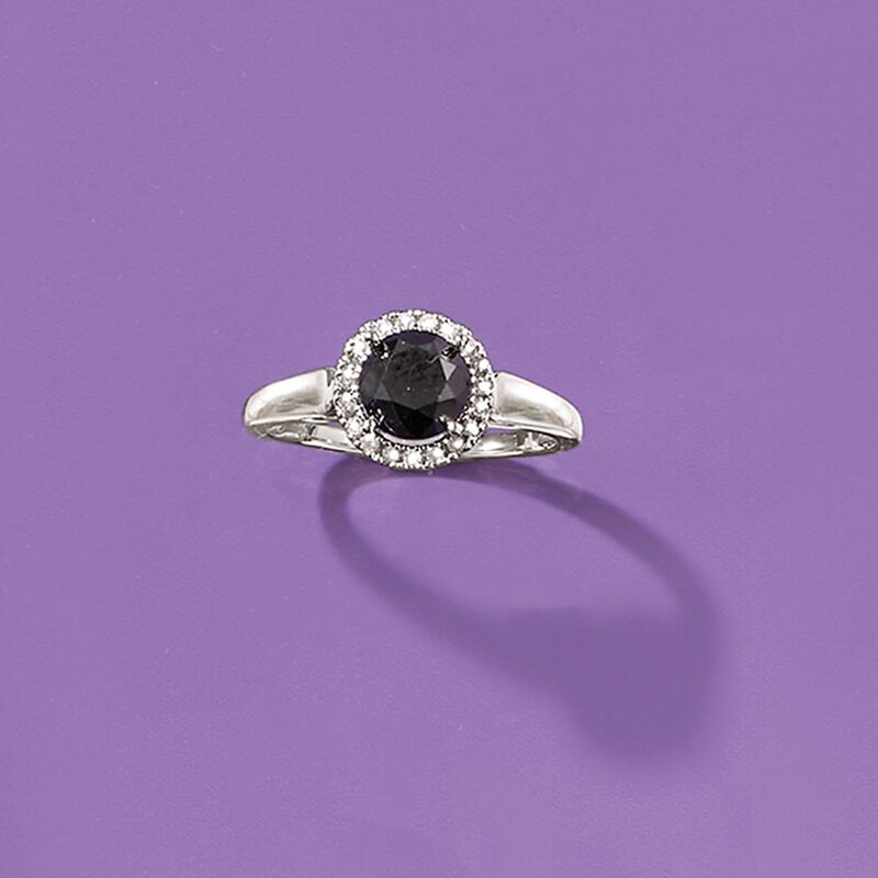 2.00 Carat Black Diamond Ring with .13 ct. t.w. White Diamonds in 14kt White Gold image number 3
