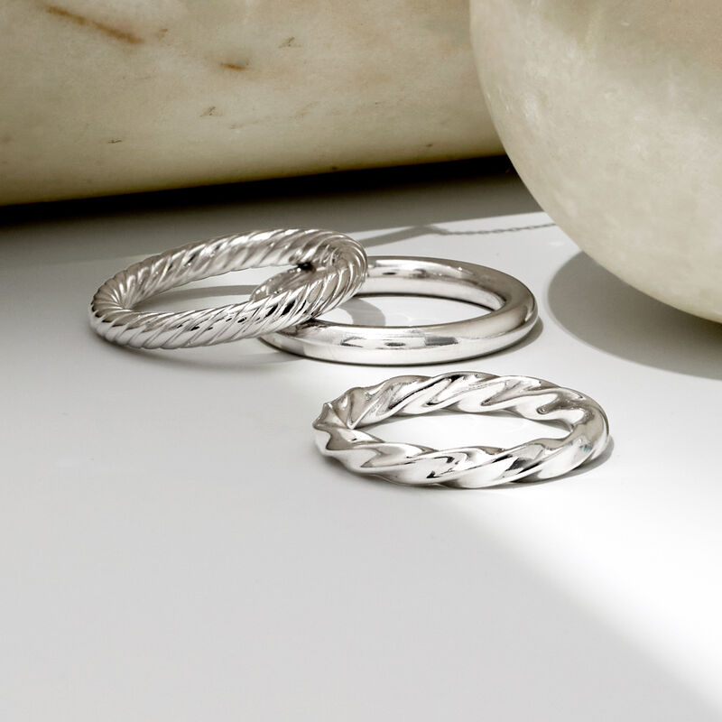 Sterling Silver Jewelry Set: Three Polished Rings image number 6
