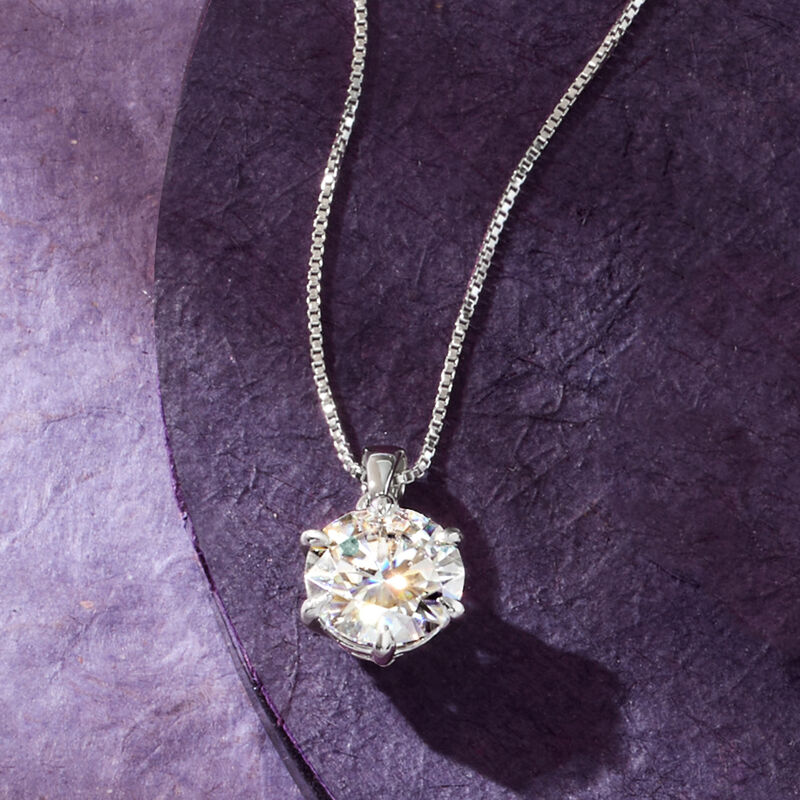 2.00 Carat Moissanite Solitaire Necklace in Sterling Silver image number 4