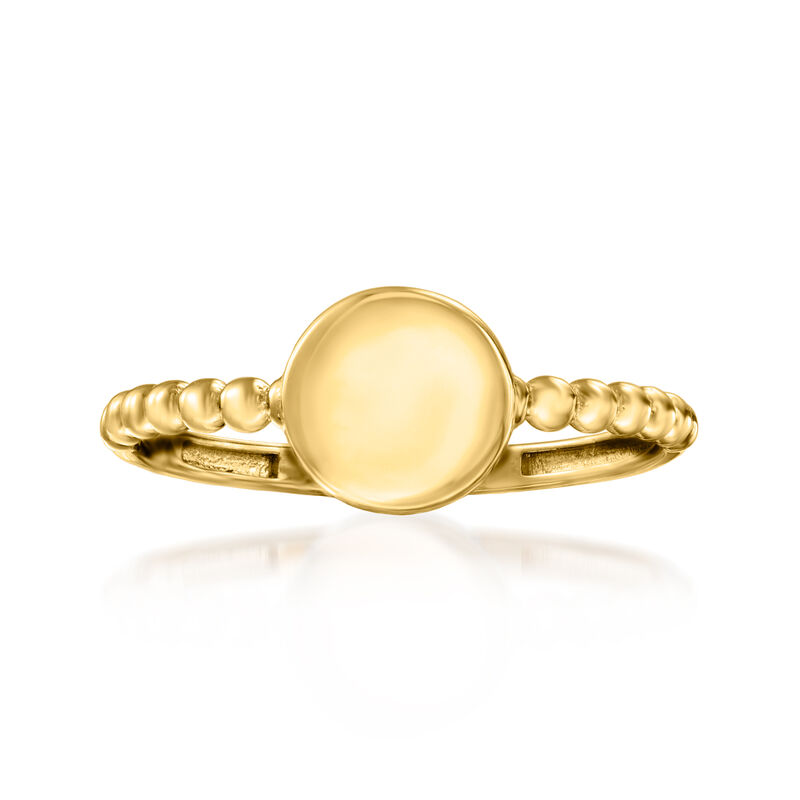 14kt Yellow Gold Personalized Circle Beaded Ring image number 3