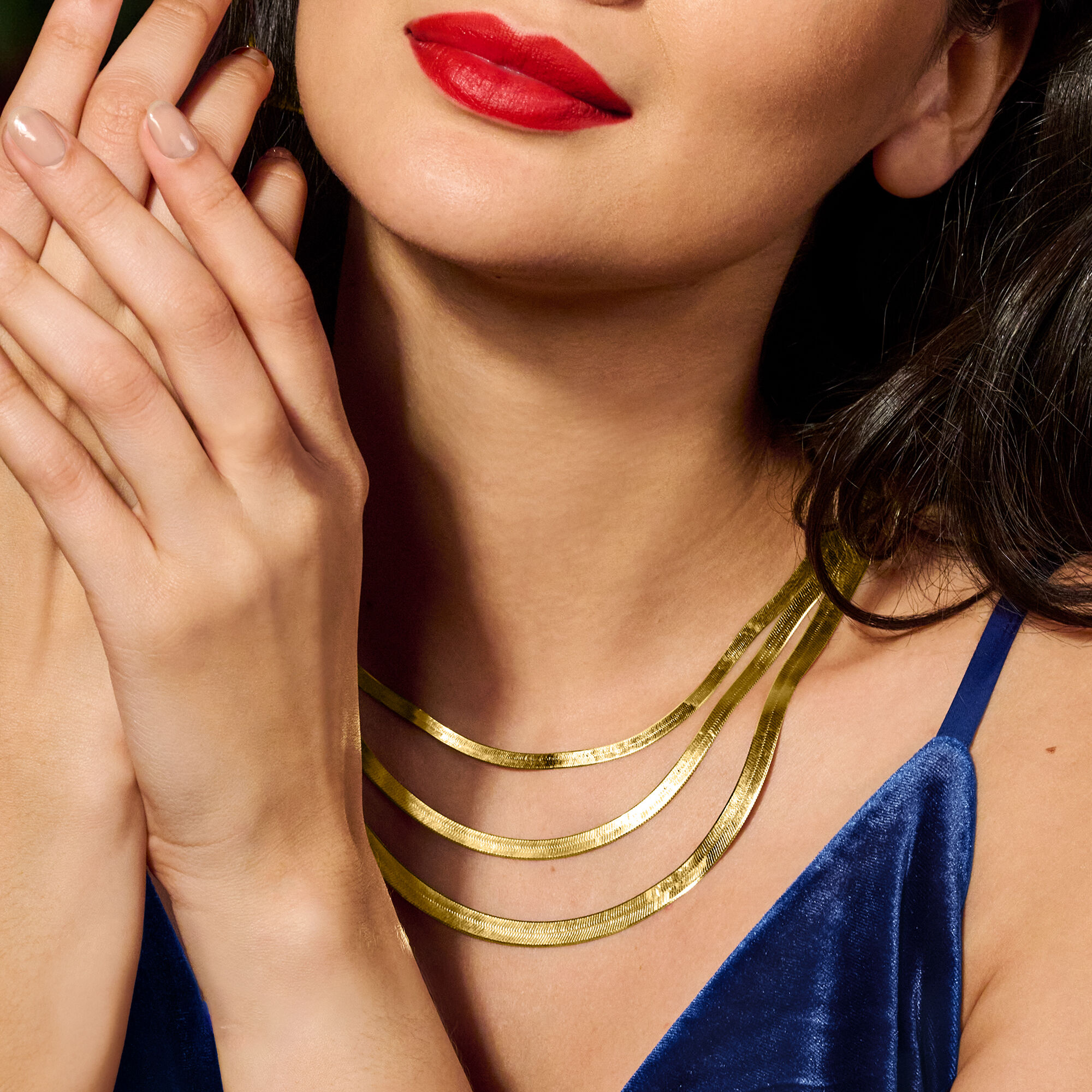 Yellow gold herringbone necklace on sale