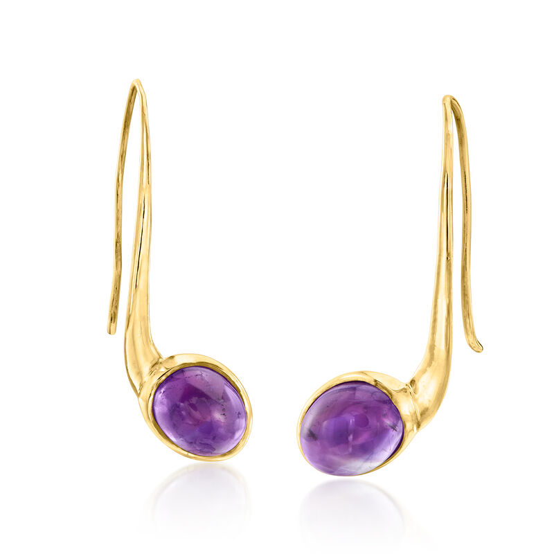 C. 1990 Vintage 5.30 ct. t.w. Amethyst Drop Earrings in 14kt Yellow Gold image number 0