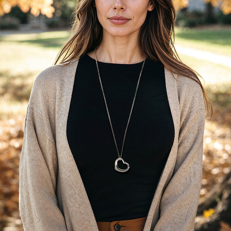 C. 2000 Vintage Tiffany Jewelry "Elsa Peretti" Sterling Silver Heart Necklace. 30" image number 1