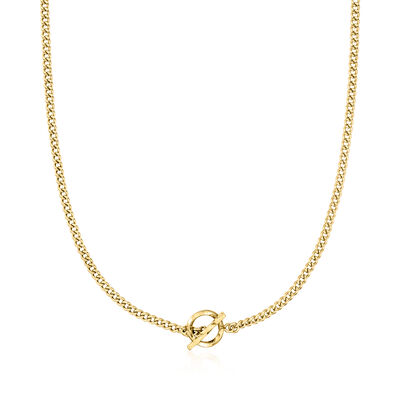 Italian 18kt Gold Over Sterling Curb-Link Toggle Necklace