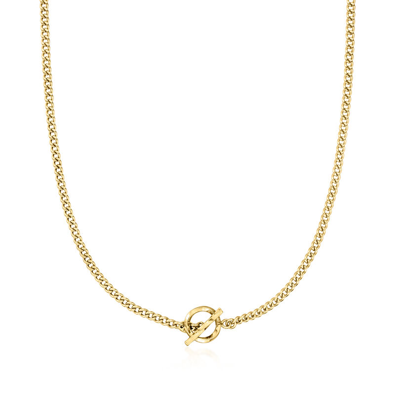 Italian 18kt Gold Vermeil Curb-Link Toggle Necklace image number 0