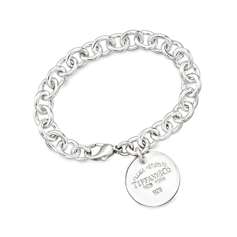 C. 1990 Vintage Tiffany Jewelry Sterling Silver Disc Charm Bracelet image number 0