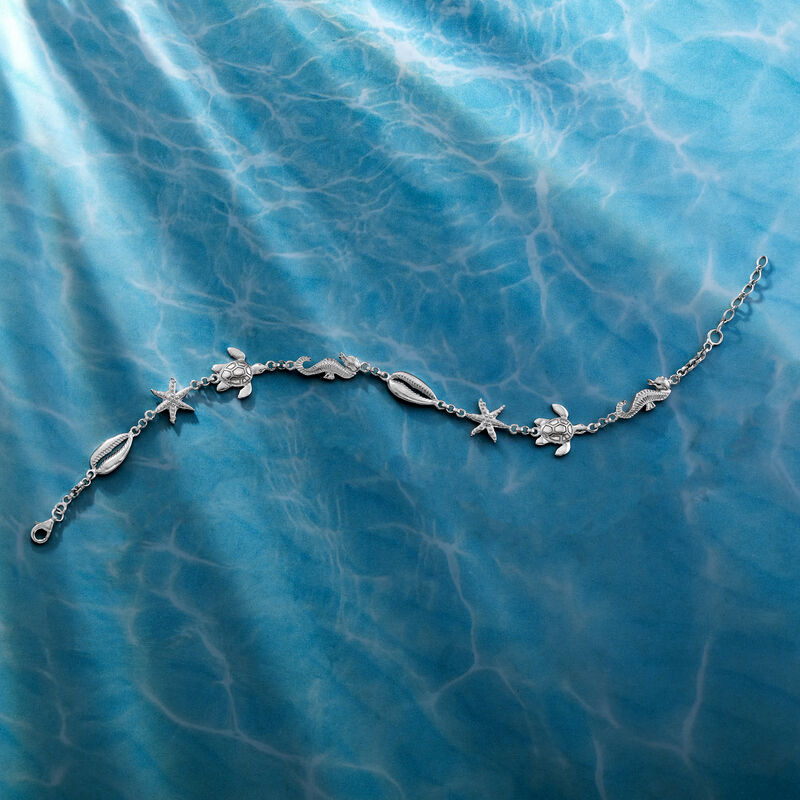 Sterling Silver Sea Life Anklet image number 3