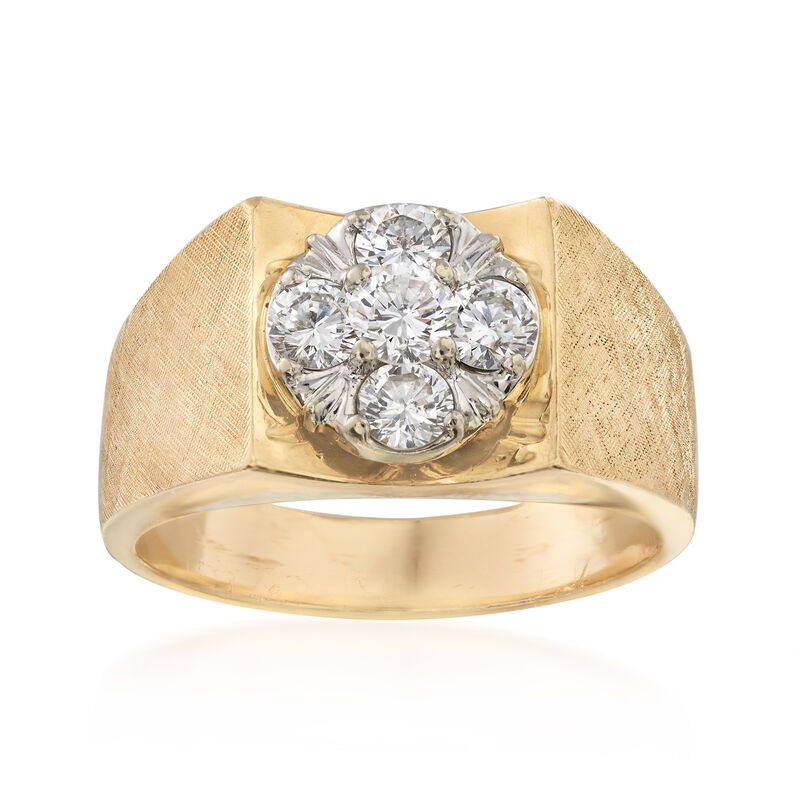 C. 1970 Vintage Men's 1.10 ct. t.w. Diamond Cluster Ring in 14kt Yellow Gold. Size 10.5 image number 0