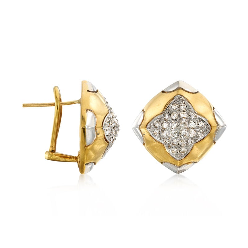C. 1980 Vintage .70 ct. t.w. Diamond Earrings in 18kt Two-Tone Gold image number 2