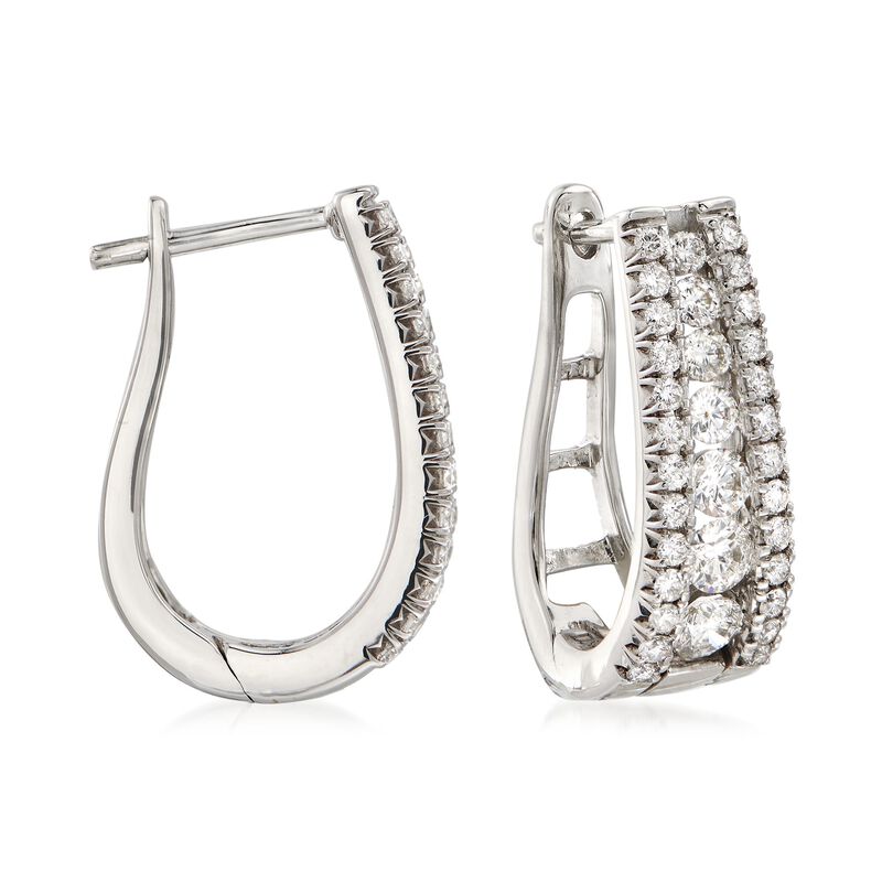 1.50 ct. t.w. Diamond Three-Row U-Hoop Earrings in 14kt White Gold image number 0