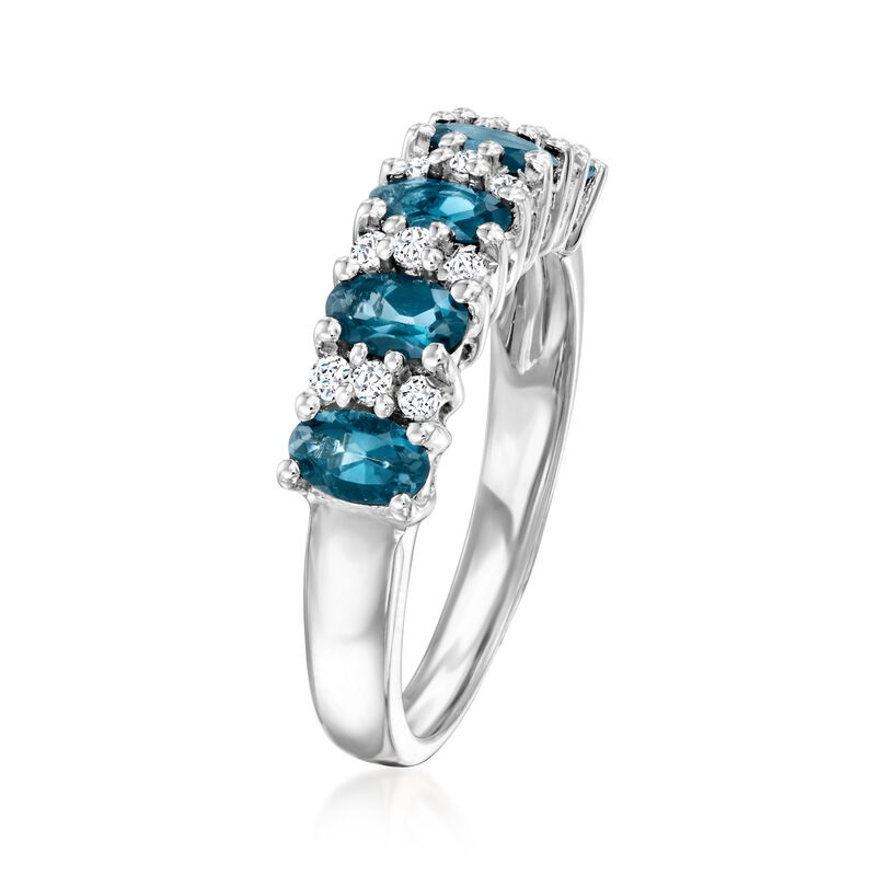 1.30 ct. t.w. London Blue Topaz and .20 ct. t.w. White Topaz Ring in Sterling Silver image number 2