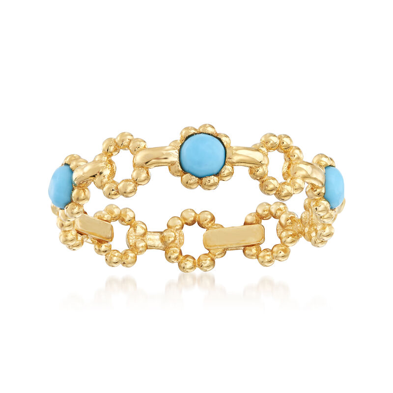 Italian Simulated Turquoise Ring in 14kt Yellow Gold image number 0