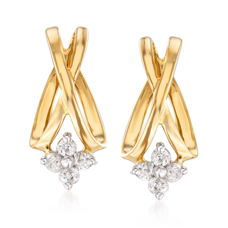 .20 ct. t.w. Diamond Flower X Earrings in 14kt Yellow Gold image number 0