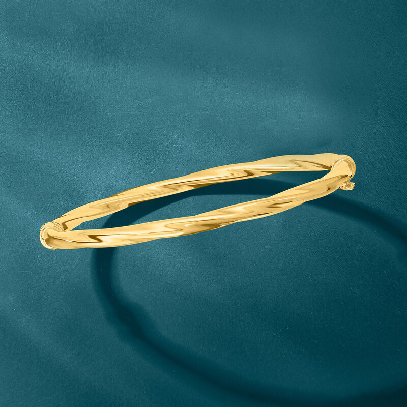 Italian 14kt Yellow Gold Oval Twisted Bangle Bracelet image number 2